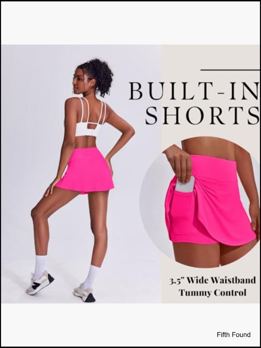 Pleated Tennis Skort with Built-in Shorts & Pocket High Waist Tummy Control - Picture 5 of 7